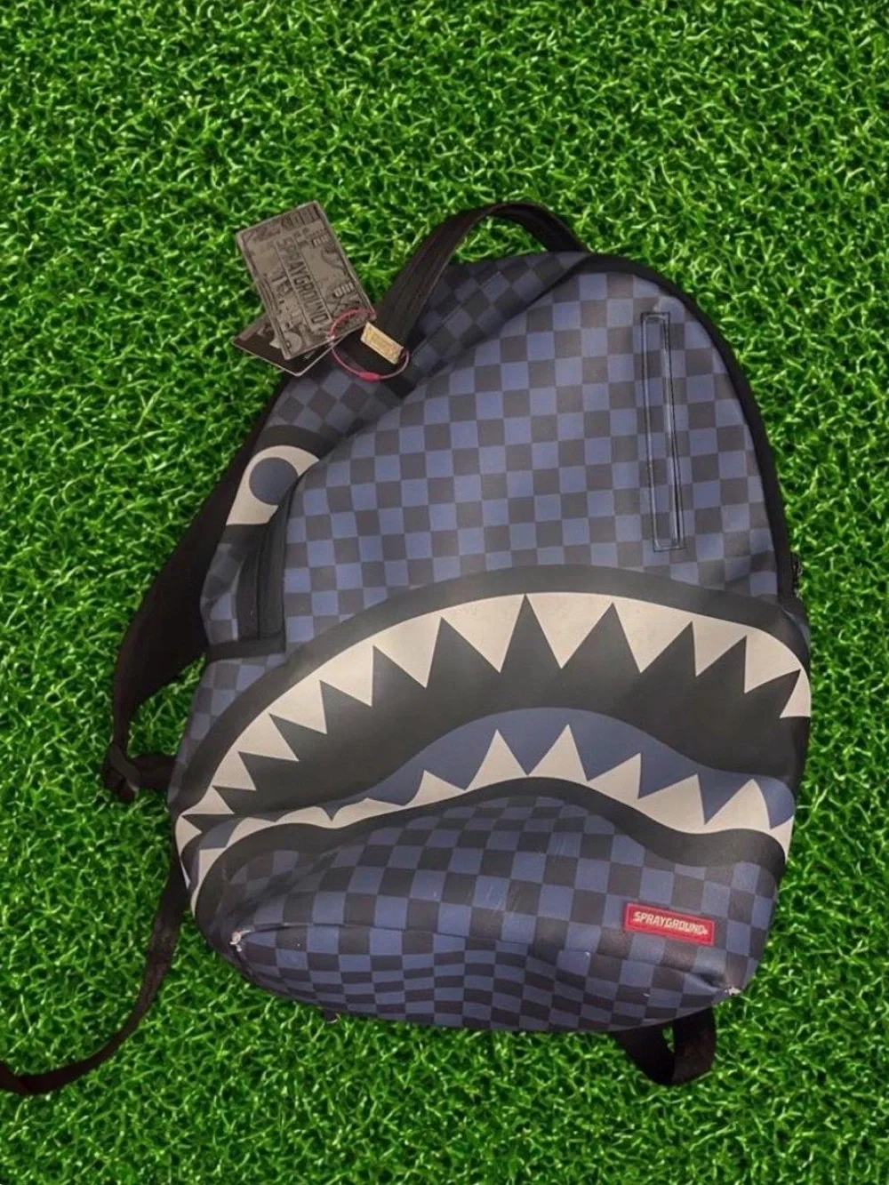 Blue and Black Sprayground Shark Backpack